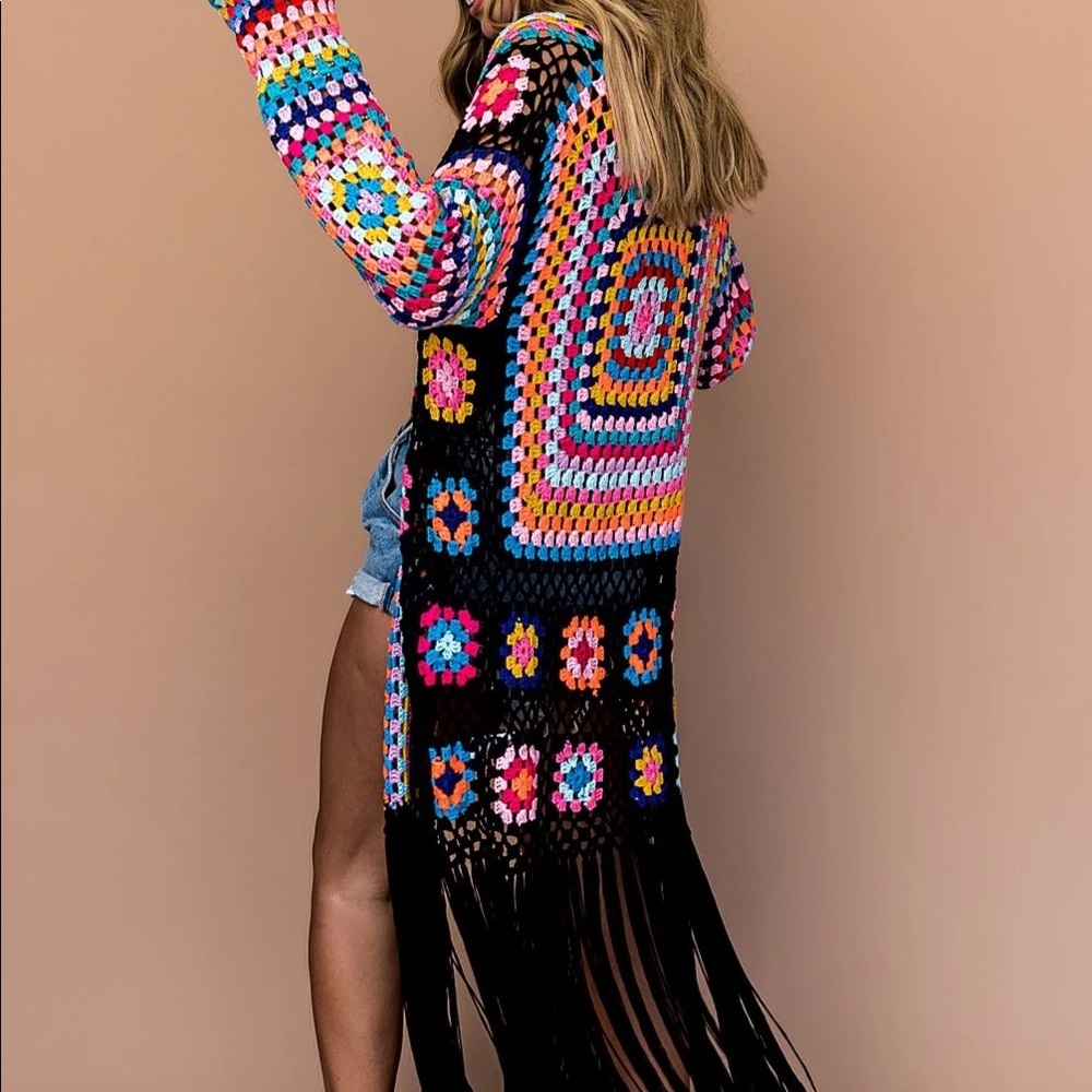 Crochet Fringe Cardigan - Picture 2 of 6